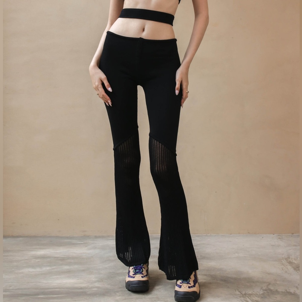Brand New RUVE SAUNI Black Knitted Flare Pants